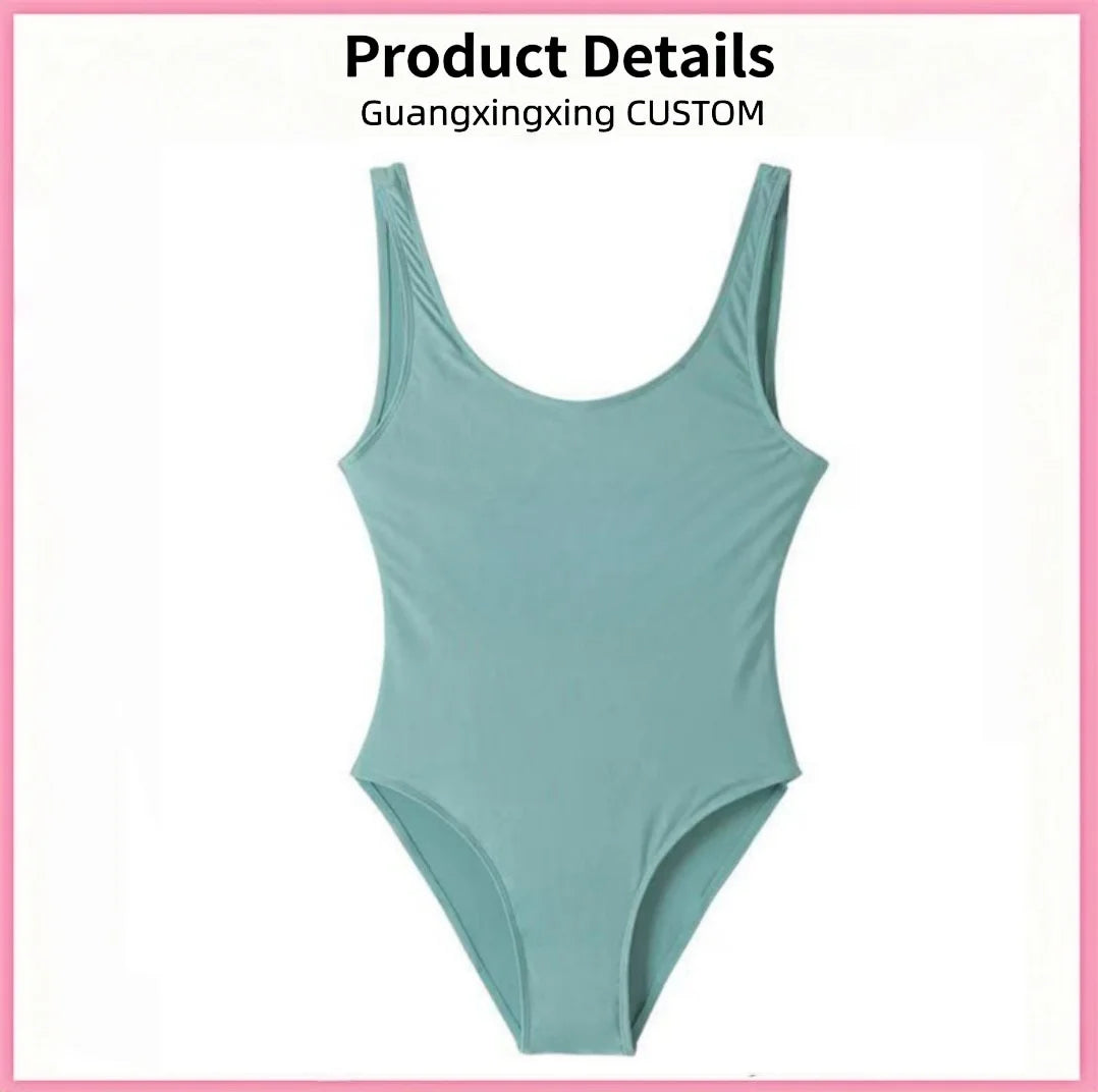 Women's new bikini swimsuit printed photo custom logo one-piece swimsuit.
