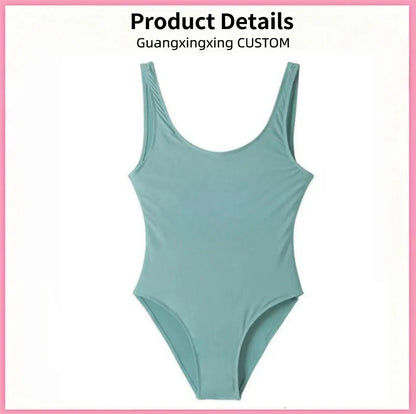 Women's new bikini swimsuit printed photo custom logo one-piece swimsuit.