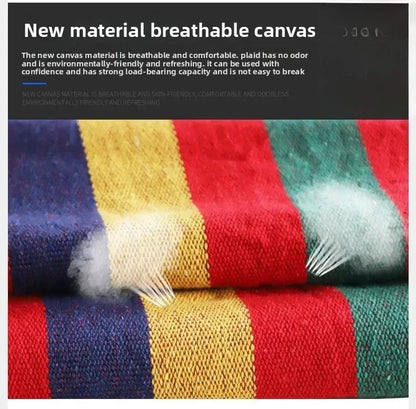 Outdoor Canvas Camping Hammock Anti Rollover Portable Thicken Fabric Single/Double Hammock with Carry Bag for Patio, Backyard