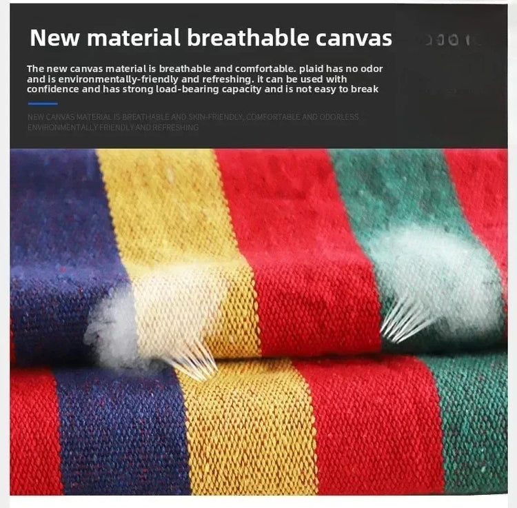 Outdoor Canvas Camping Hammock Anti Rollover Portable Thicken Fabric Single/Double Hammock with Carry Bag for Patio, Backyard