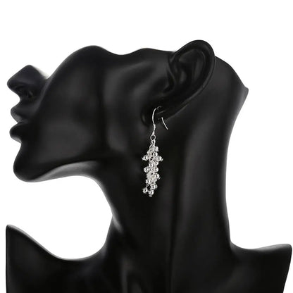 Hot Silver color Creative grape beads drop earrings for Woman Fashion party fine Gifts elegant noble Jewelry