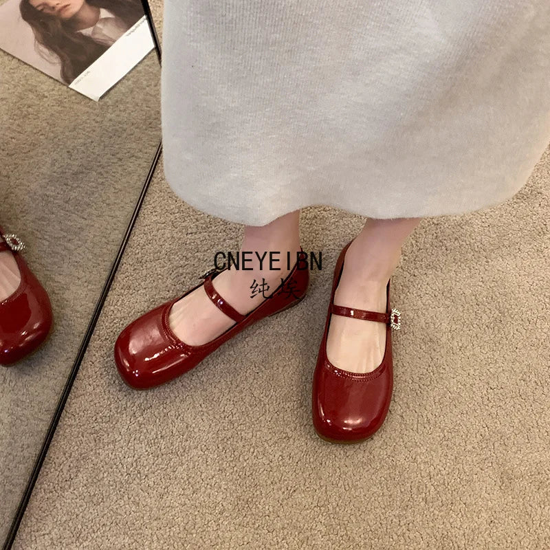 New Spring Autumn Women Ballet Flats Comfort Round Toe Soft Sole Leather Shoes Ladies Daily Wear Dress Mary Jane Shoes