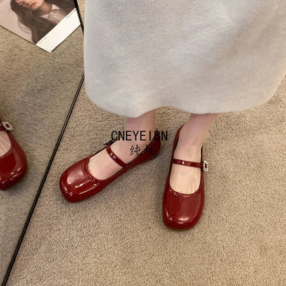 New Spring Autumn Women Ballet Flats Comfort Round Toe Soft Sole Leather Shoes Ladies Daily Wear Dress Mary Jane Shoes