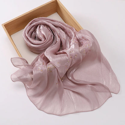 Elegant Embroidery Glitter Shimmer Hijab Shawl Pleated Glitter Chiffon Shawl Lightweight Crinkle Flowy Plain Hijab Scarves