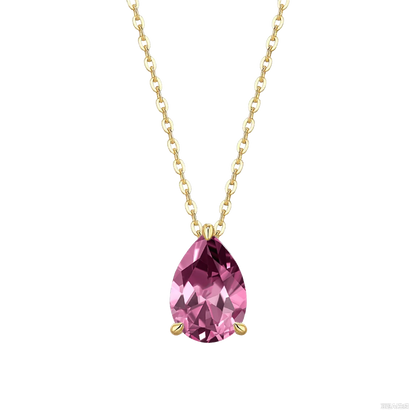 TY Certified 1CT 2CT Pear Cut D VVS1 Moissanite Necklace for Women 18k Gold Plated Jewelry 100% Sterling Silver 925 Pendant