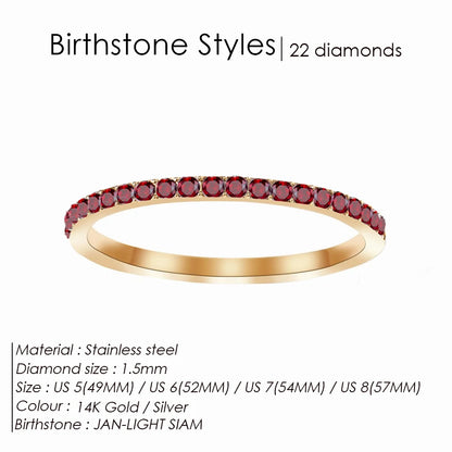 EMANCO Rhinestone Birthstone Stainless Steel Ring Luxury Jewelry Gift 12 Zodiac Sparkling Rings for Women Wholesale US5/6/7/8