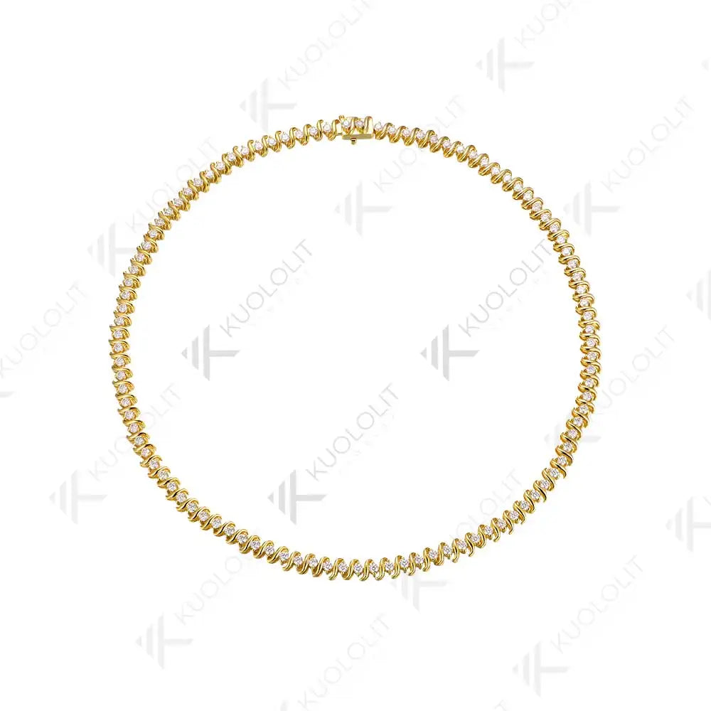 Kuololit 6.5CTW Moissanite Graduated Tennis Necklace for Women Solid 10K Gold  for Anniversary Engagement Party Christmas Gifts