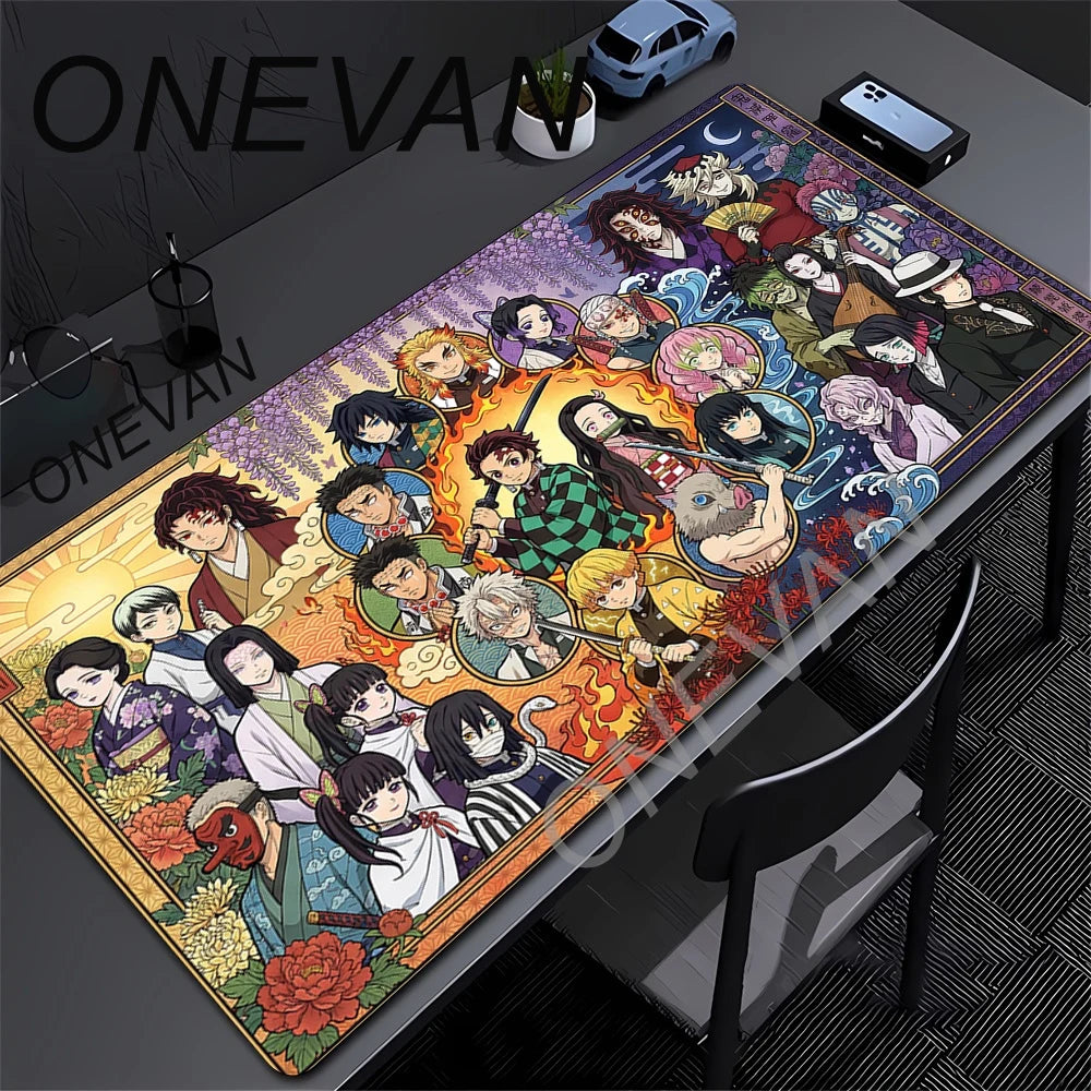 Large Mouse Pad Demon Slayer Nezuko Cute Anime Mousepads Kawaii Table Mats Office Accessories Deskmat Rubbe Lockedge Mouse Mat