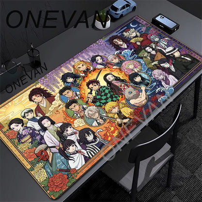 Large Mouse Pad Demon Slayer Nezuko Cute Anime Mousepads Kawaii Table Mats Office Accessories Deskmat Rubbe Lockedge Mouse Mat