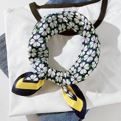 Silk Scarf For Bag Lady Neck Tie 100% Silk Scarf Luxury Brand Print Flower Stripe Plaid Dot Bandana Hair Tie Handkerchief Gifts