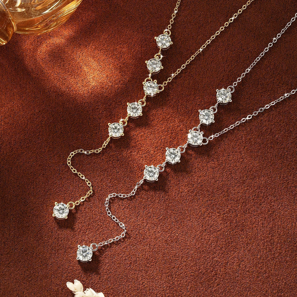 Celestinova D Color VVS1 GRA Certified Necklaces Multi Stone Y Shape Lariat Tassel Sparkling Moissanite Necklace Luxury Jewelry