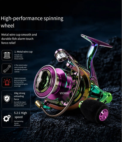 Spinning Fishing Reel 10KG Max Drag Ultra Smooth Professional Fishing Reel 5.2:1 Gear Ratio CNC Metal Spool Fishing Reels Wheel