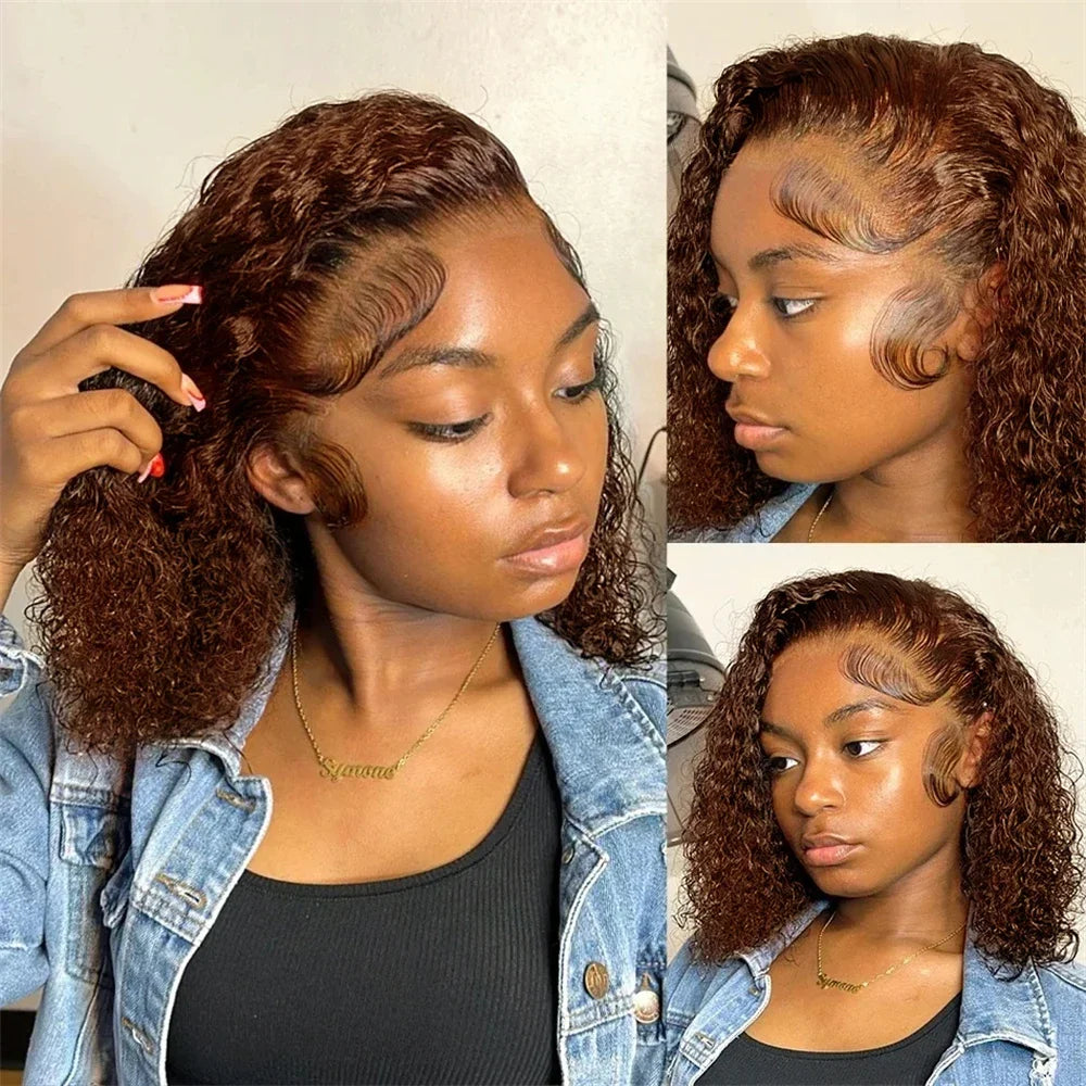 Water Wave 13x4 Lace Front Human Hair Wig Short Bob Wig For Women 4x4 5x5 HD Lace Closure Wigs Curly Human Hair Wig 200% Density
