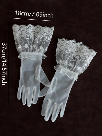 WG235 Ladies Vintage Lace Bridal Gloves White Elegant Photography Evening Wedding Dress Accessories