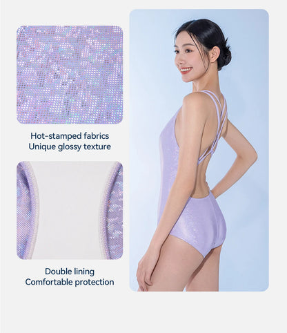 COPOZZ Woman New One-Piece Swimsuit Solid Beach Sleeveless Hollow Out V Collar Summer Female Suits Swimming Sport Adult Swimsuit