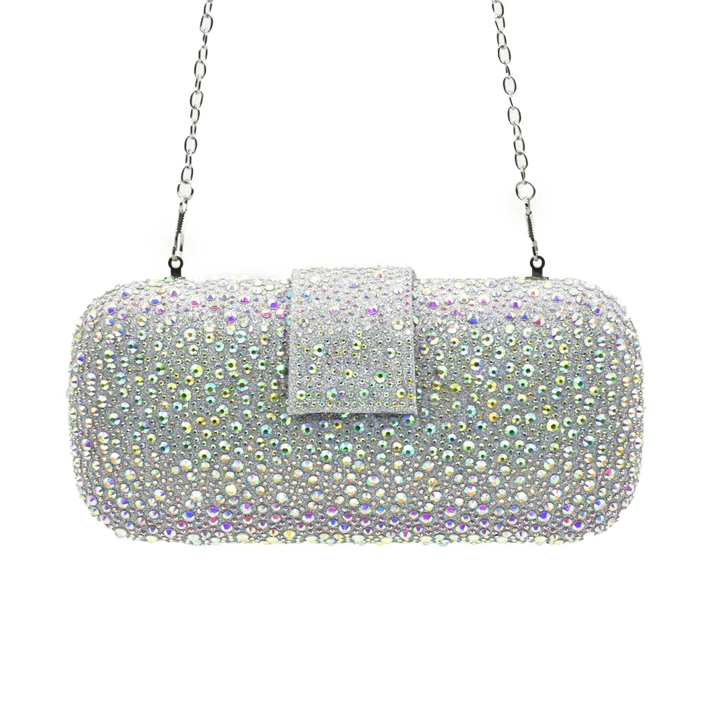 Luxury Designer Silver Italian Matching Shoes and Bag Set Decorated with Rhinestone Shoe and Bag Set for Party in Women Nigerian