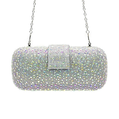 Luxury Designer Silver Italian Matching Shoes and Bag Set Decorated with Rhinestone Shoe and Bag Set for Party in Women Nigerian