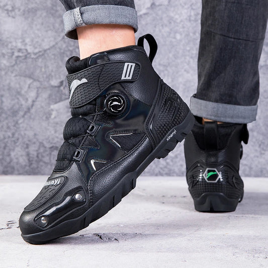 New Motorcycle Boots Men Breathable Anti Slip Wear-resistant Motos Ankle Length Shoes Motocross Motorcycle Riders Boot QK999