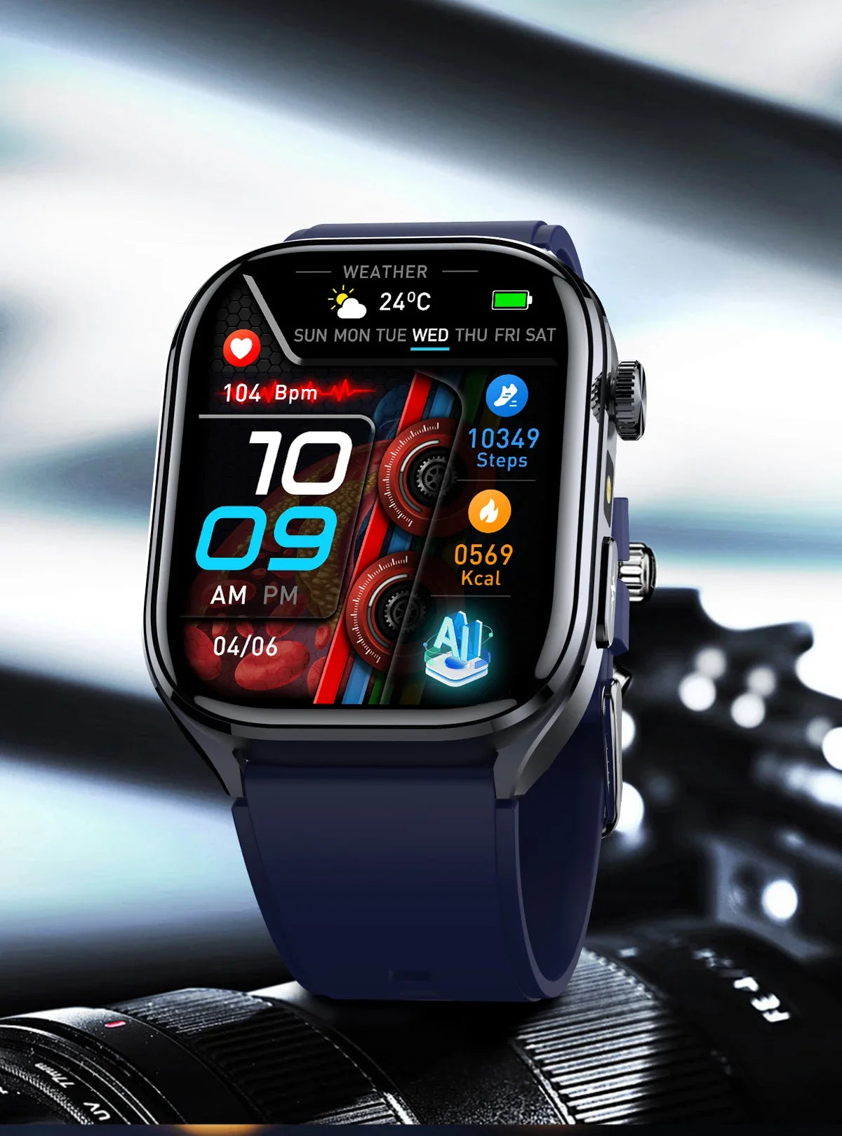 2026New ECG+PPG Clock Health Trackr 2.0 inch Uric Acid Blood lipids Pressure Smart Watch Body Analysis Voice call Smartwatch Men