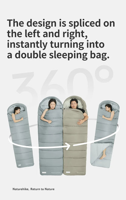 Naturehike Camping Sleeping Bag with Hood 3 Seasons Sleeping Bag Warm Lightweight Waterproof Outdoor Envelope Sleeping Bags