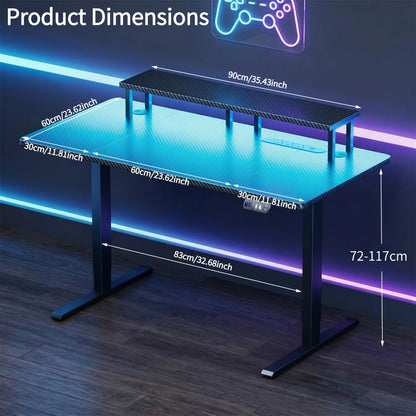 FRODROVIA 47/55/63 inch Electric Height-Adjustable Office Desk, Large Sit-Stand Gaming Desk With Power Outlet, Memory Height PC Desk