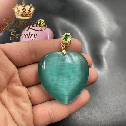 Natural Colorful Cat's Eye Stone Pendant Necklace Elegant Fashion Daily Wear Luxury Quality Fine Jewelry For Women Unisex Gift