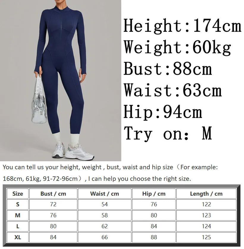 Zipper Jumpsuits for Woman No Padding Sports Overalls for Women Long Sleeve Gym Clothes Woman Activewear 2026 Purple Coffee XL