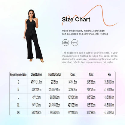 Summer Vacation Women V-neck Sleeveless Jumpsuit Office Lady Black Rompers Layered Bodysuit for Rave Work Party Daily Wear Club