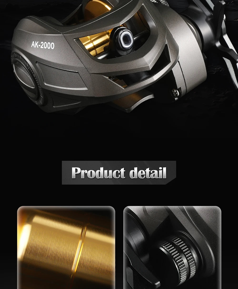 Rooblinos AK Series,7.2:1 Gear Ratio,2+1 Ball Bearing,18LB Max Drag,Baitcasting Reel,For Freshwater Saltwater