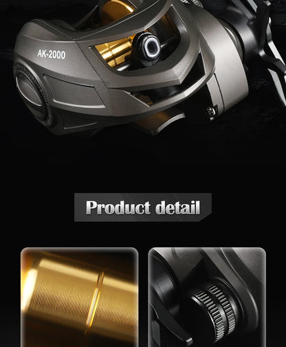 Rooblinos AK Series,7.2:1 Gear Ratio,2+1 Ball Bearing,18LB Max Drag,Baitcasting Reel,For Freshwater Saltwater