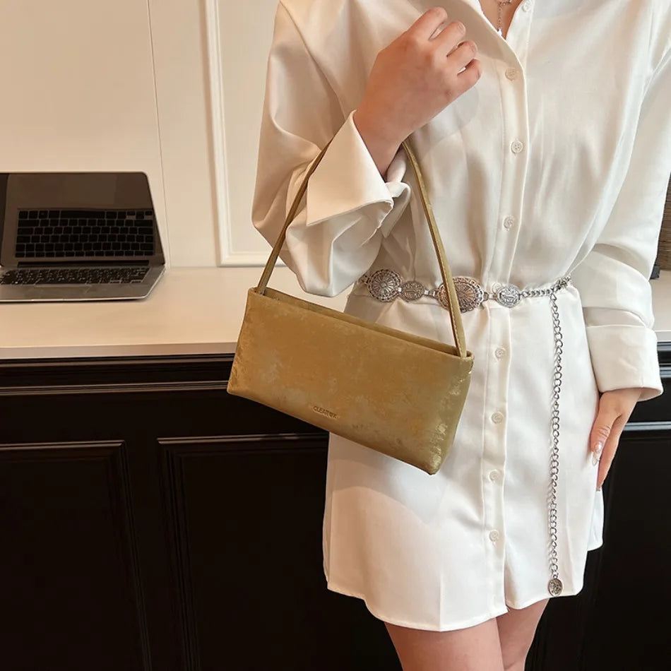 AMYMANG Women Small PU Leather Design Square Underarm Shoulder Bag 2026 New Trendy Crossbody Bag Female Handbags and Purses