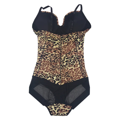 Printing Leopard Bodysuit For Women Holiday Tight Leotard With Underwire Cup