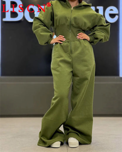 5 Bulk Items Wholesale Lots Rompers Womens Jumpsuits Long Sleeve Hooded Slim Solid Casual Y2k Clothing Street K16131