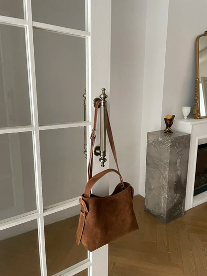 Suede Cowhide fashion ladeis shoulder cross brown bags luxury designer women coffe handbags angola red