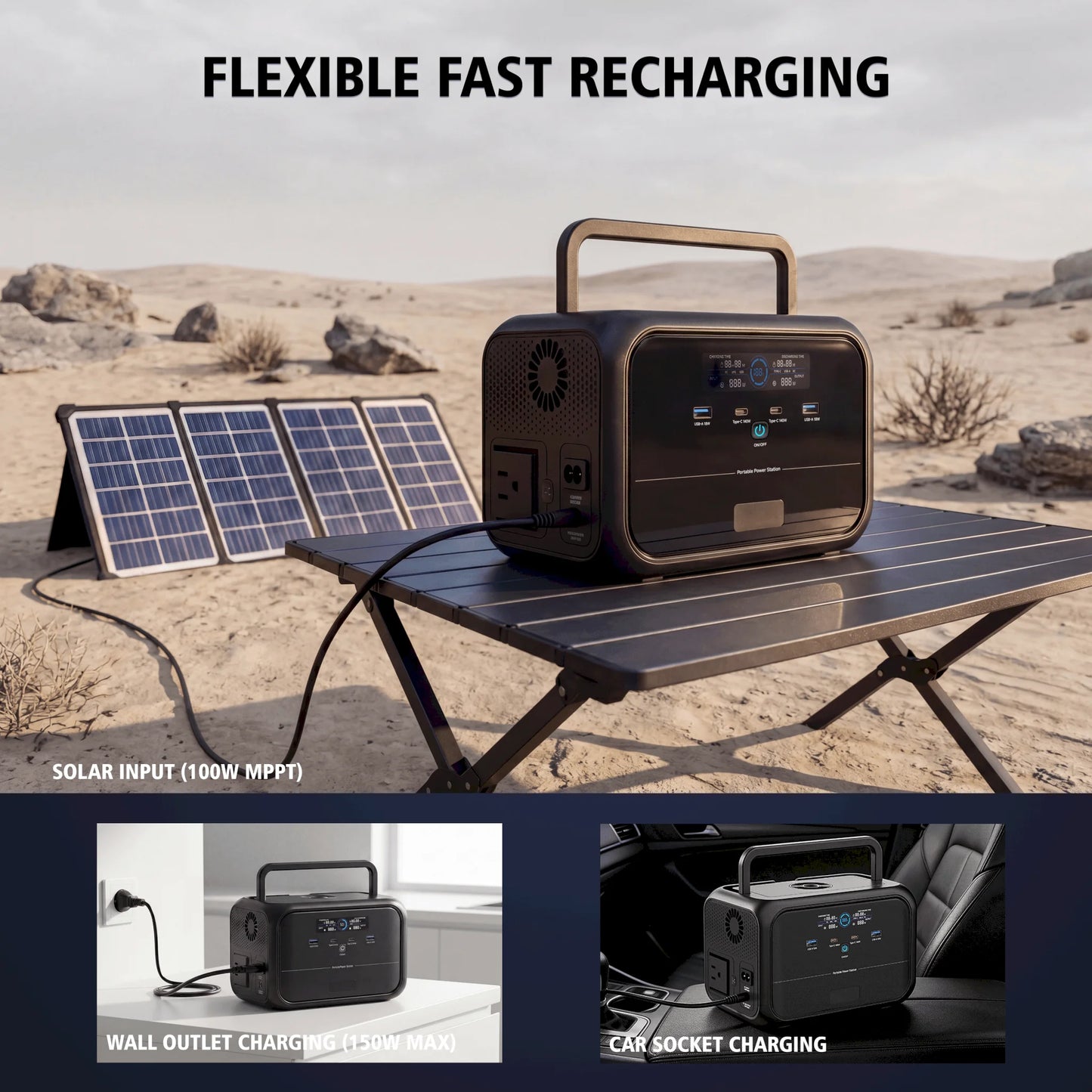 Uapow 288Wh 300W Compact Solar Generator for Home Emergency, Rv Camping, Travel, Camera Gear, Phone and Laptop Charging Kit