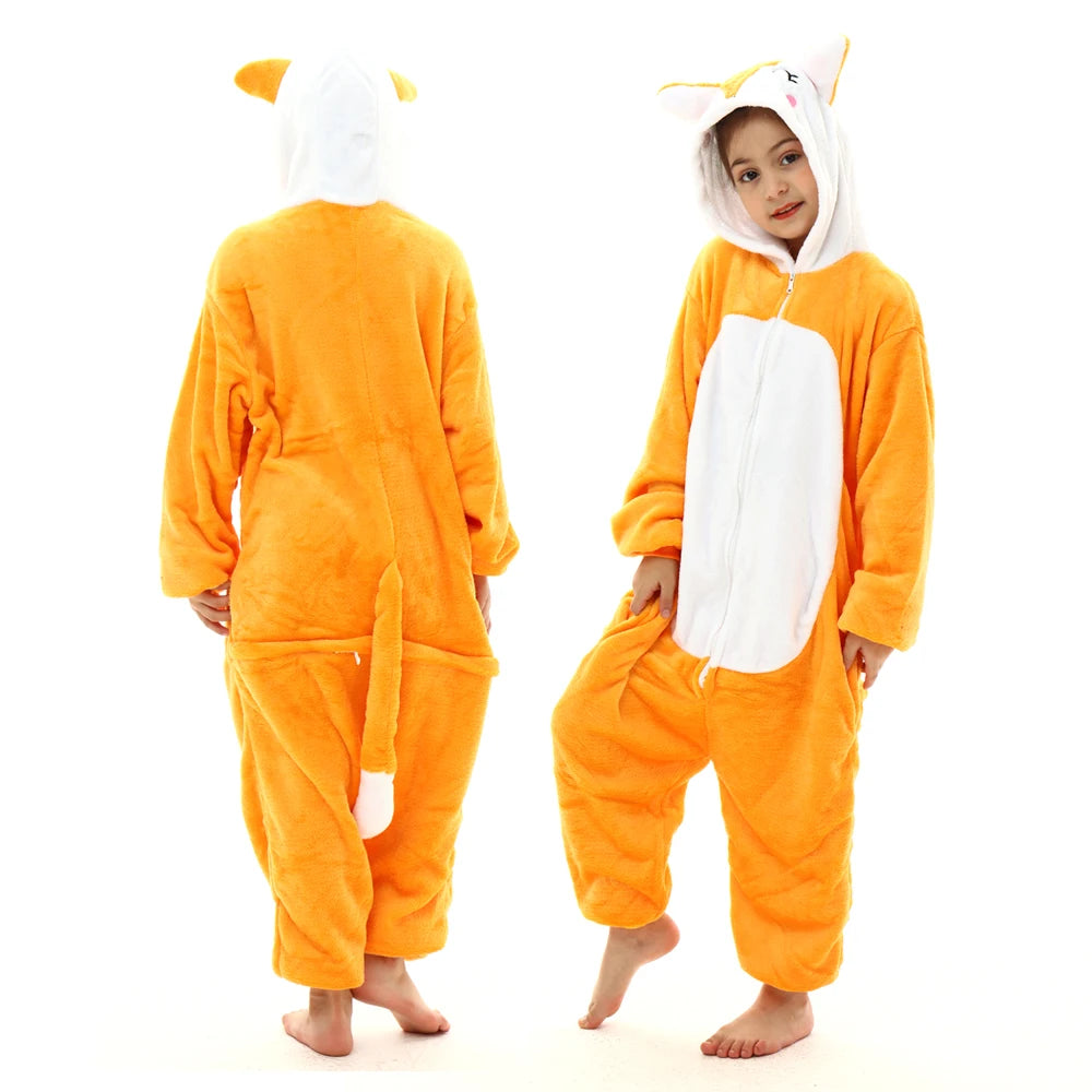 Adults Animal Cosplay Pajamas Flannel Onesies Costume Jumpsuit Pajamas Hooded Sleepwear Halloween One Piece for Performing
