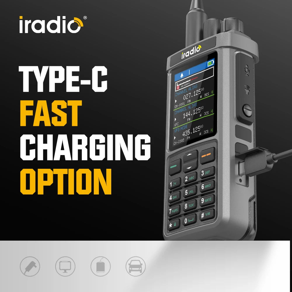 Iradio UV-98PLUS Multi Band 10W FM AM SSB HF Cross Band Repeater Walkie Talkie Type-C Charging Shortwave Ham Radio