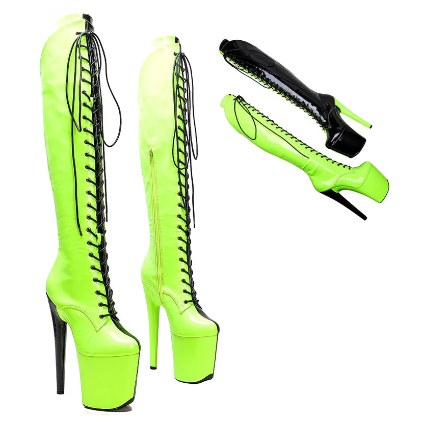 Leecabe 20CM/8inches Two Color Patent Upper Fashion Lady High Heel Platform Pole Dance Boots