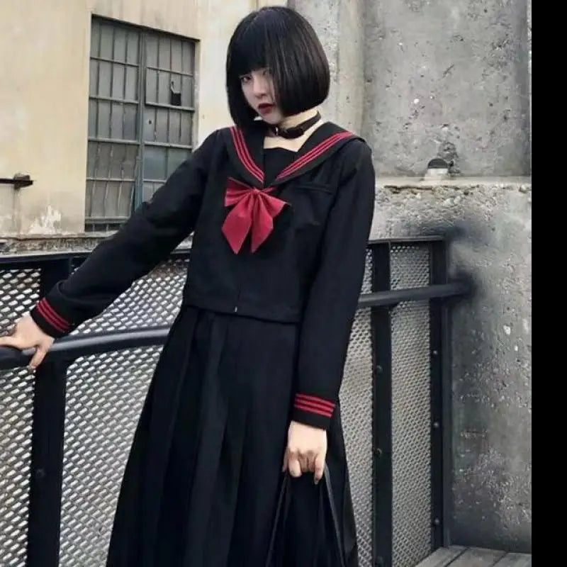2026 School Girl Embroidery Uniform Long Sleeve Top Japanese Class Sailor School Clothes For Students Anime Cos For Women S-xl