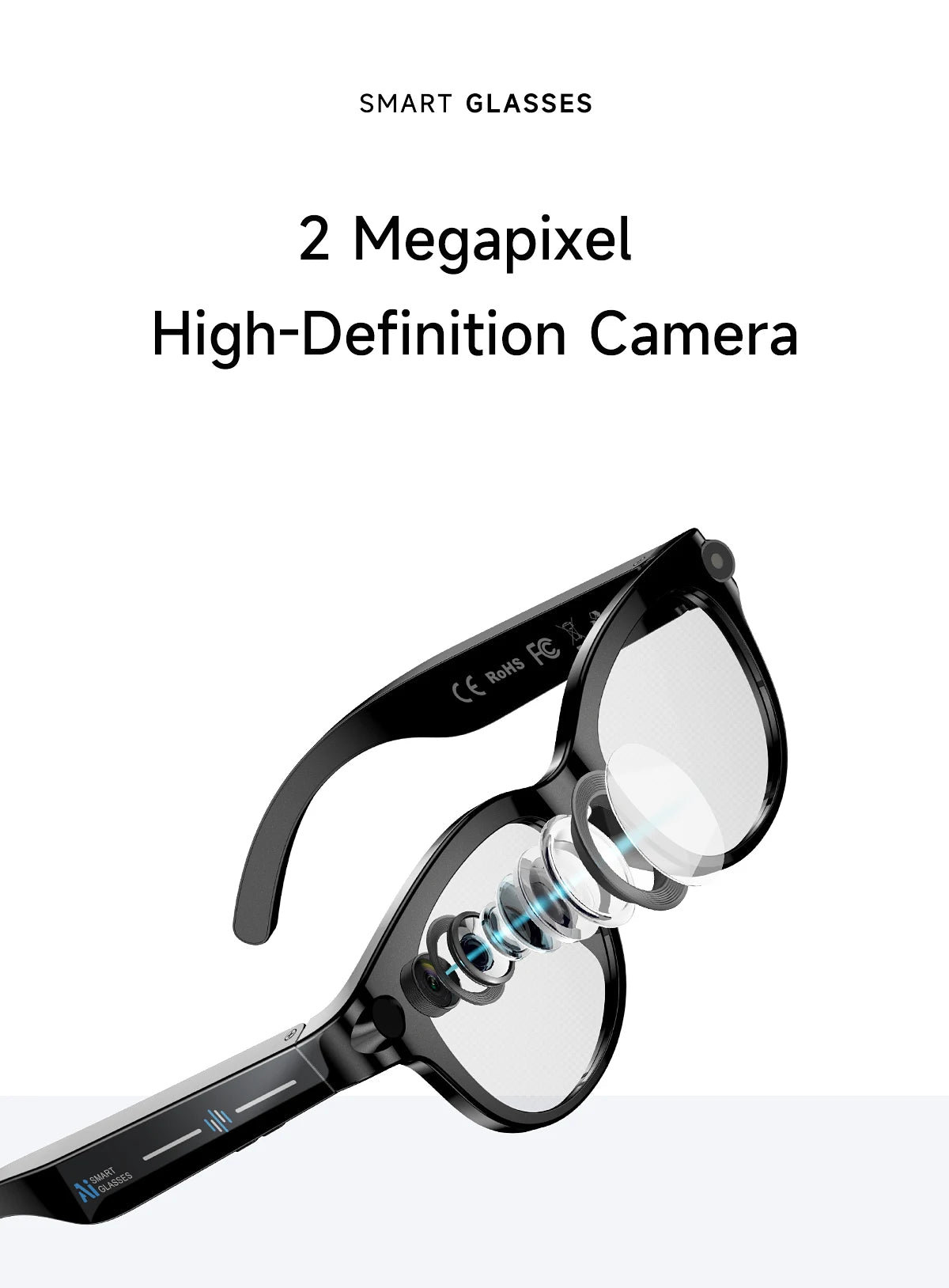 2026 AI Smart Glasses AI Translation Sunglasses Bluetooth Calling Music Player Camera Control Anti-blue Light Glasses  Men Women