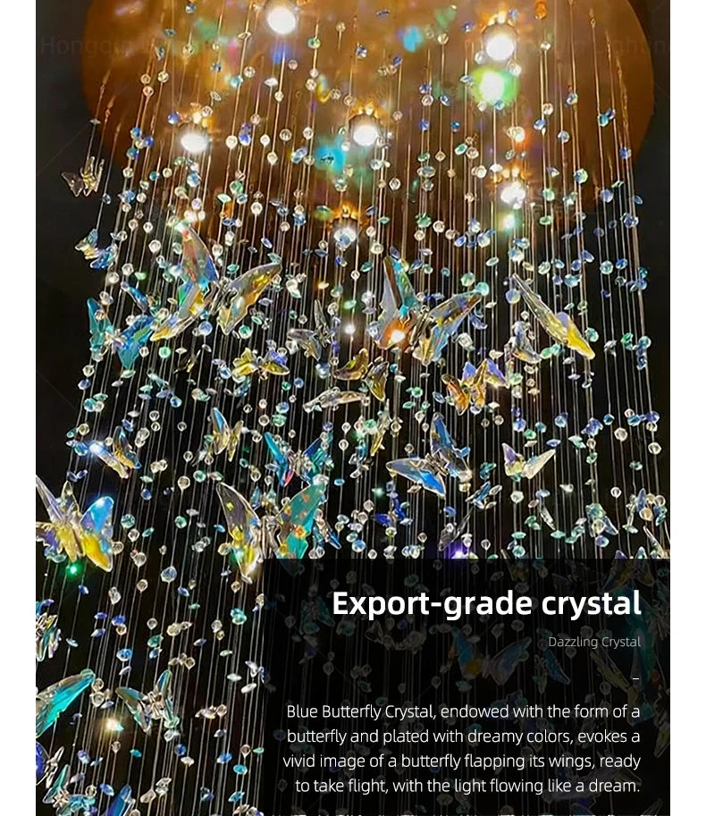 Crystal Chandelier Pendants Butterfly Chandelier Over the Table  Hanging Lights for Kitchen Island Living Room Pendent Lamp