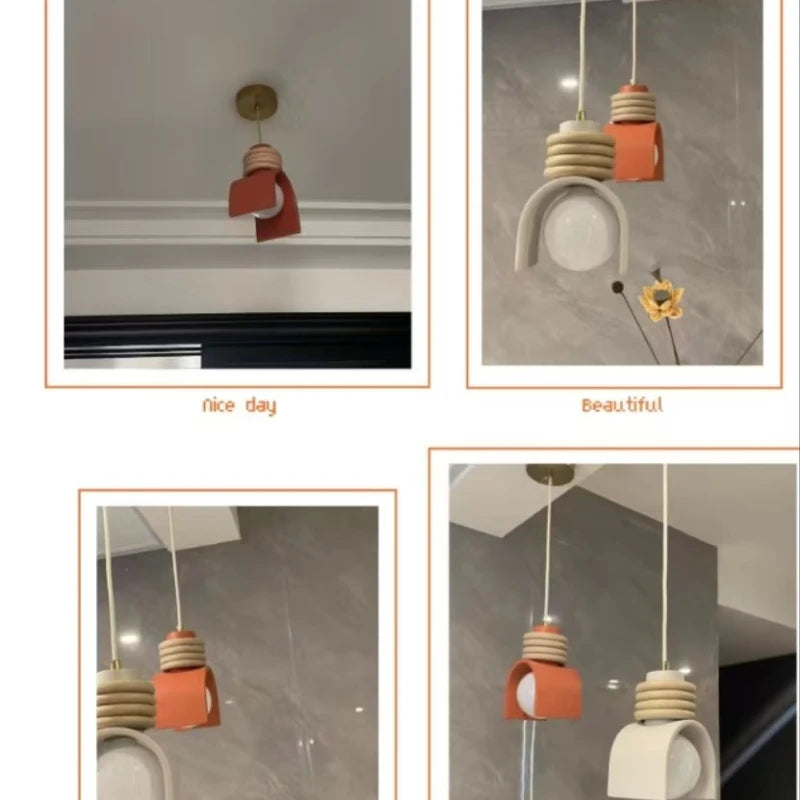 Japanese Wabi-sabi Bedroom Bedside Lighting Retro Macaron Chandelier Lights American Bar Pendant Lights Luminaria LED