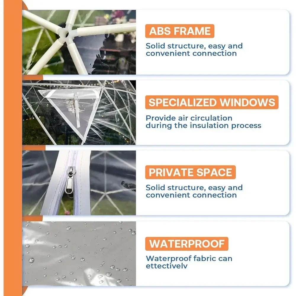 Upgraded Weatherproof Geodesic Dome Greenhouse Bubble House Camping Tent for 2-4 People, Suitable for Garden, Outdoor, and Party