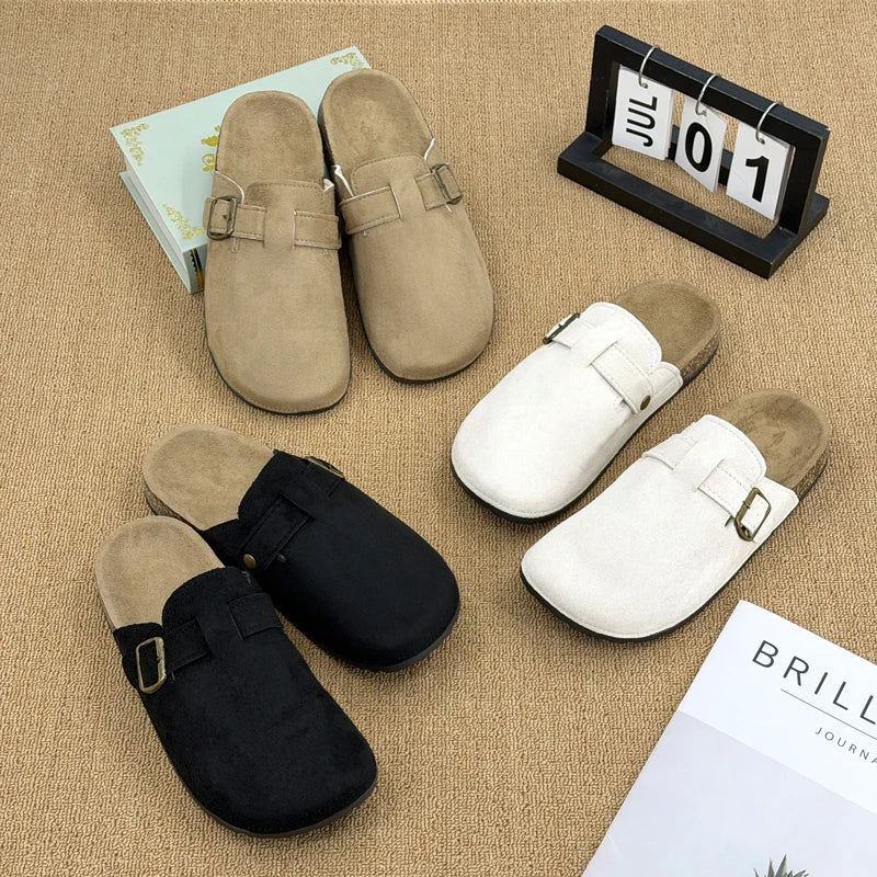 Women's Casual Closed Toe Flip-flops Summer Outdoor Slippers Couple's Flannel Sandals Comfortable Non-slip Men And Women Slides
