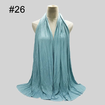 28Color Modal Cotton Jersey Hijab Scarf Ramadan Long Muslim Shawl Plain Solid Soft Turban Wraps For Women Headband