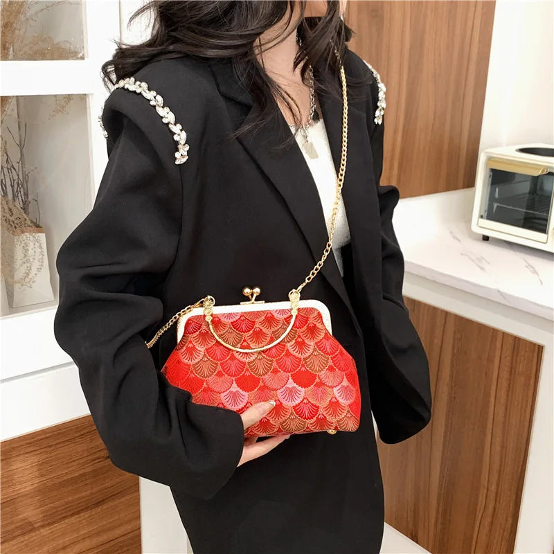 Luxury High Design Women Evening Bag Brand Party Banquet Glitter Bag for Ladies Wedding Clutch Handbag Shoulder Bag Chain Bolsas