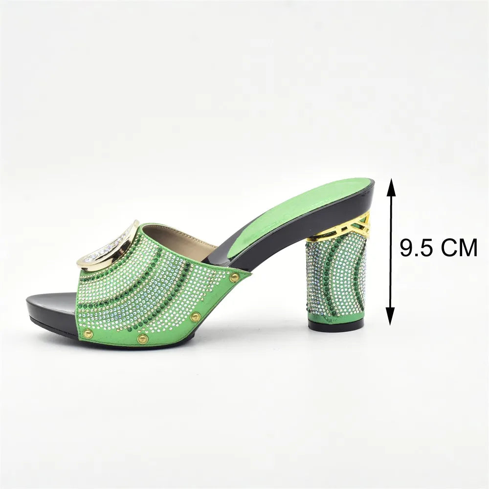 New Shoes and Bag Set African Sets Green Color Italian Shoes with Matching Bag for Women Nigerian Shoes and Bag Set for Wedding