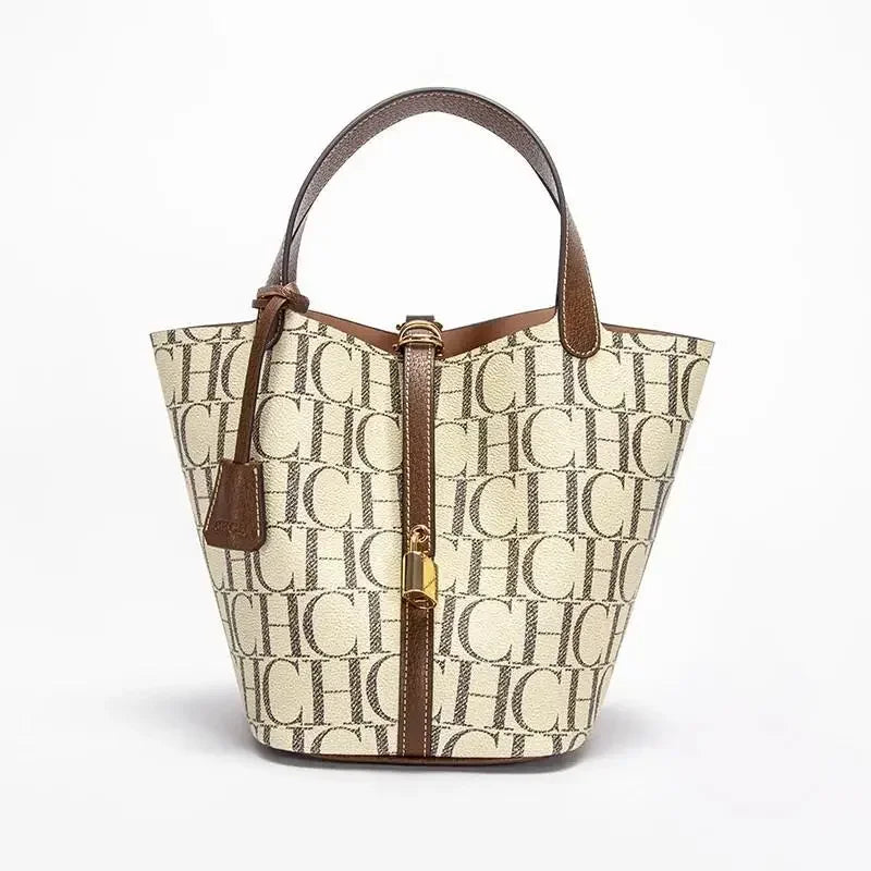 CH Large Capacity Commuter Travel Handbag Luxury Brand Fashion Texture Letter Printed Women's Shoulder Bag