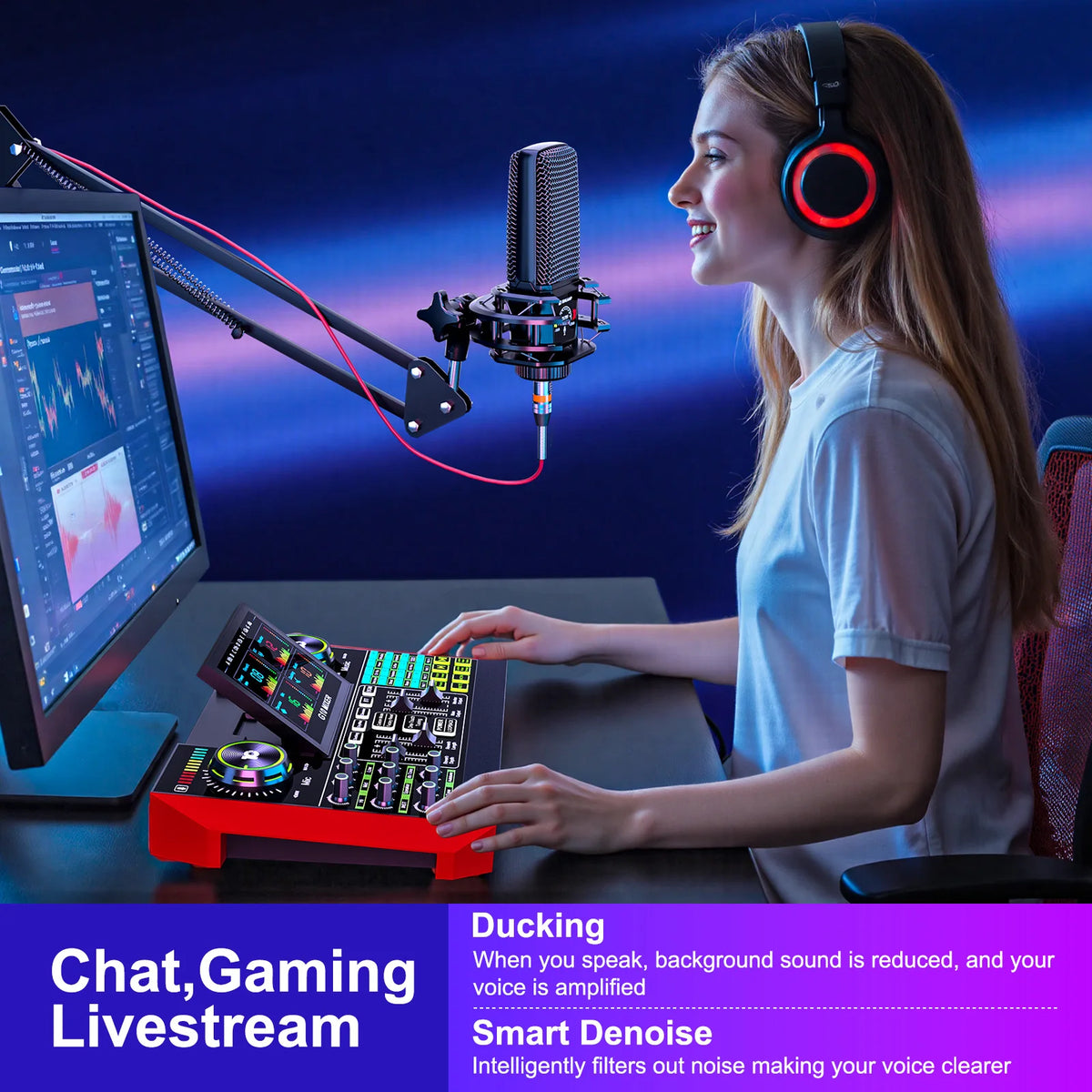 Tenlamp G10 Professional Microphone Bundle with Voice Changer & Reverb Kit for Podcasting, Influencers, Kols, Singing, Gaming, And Djing. This Controller Equipment Is Designed for Studio-Quality Recording And Electronic Music