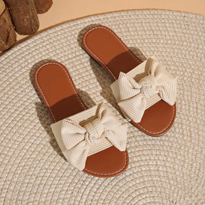 2026 Summer Fashion Women's Slippers New Big Bowknot Casual Sandals Women Luxury Soft Leisure Comfort Breathable Beach Shoes